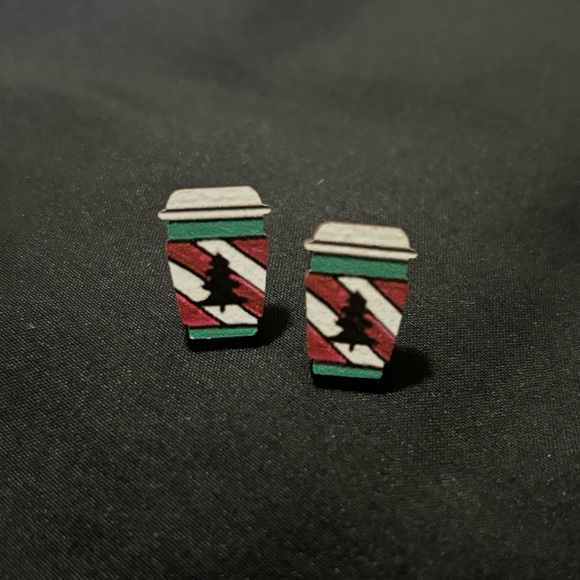 Christmas Coffee Earrings - Picture 1 of 3
